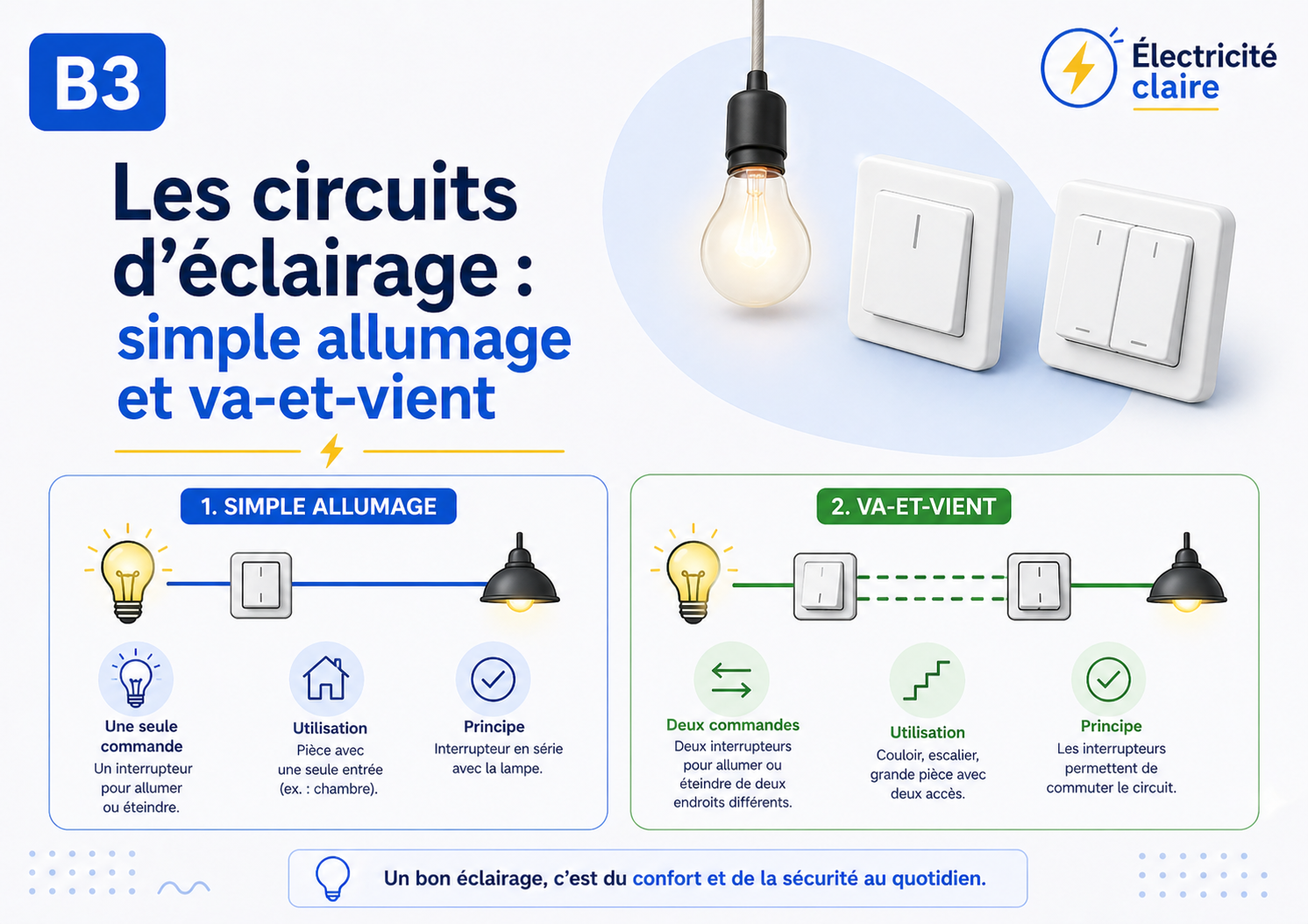 B3 — Les circuits d’éclairage : simple allumage et va-et-vient