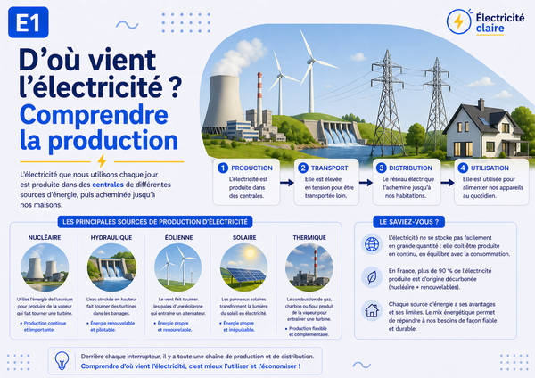 E1 — D’où vient l’électricité ? Comprendre la production